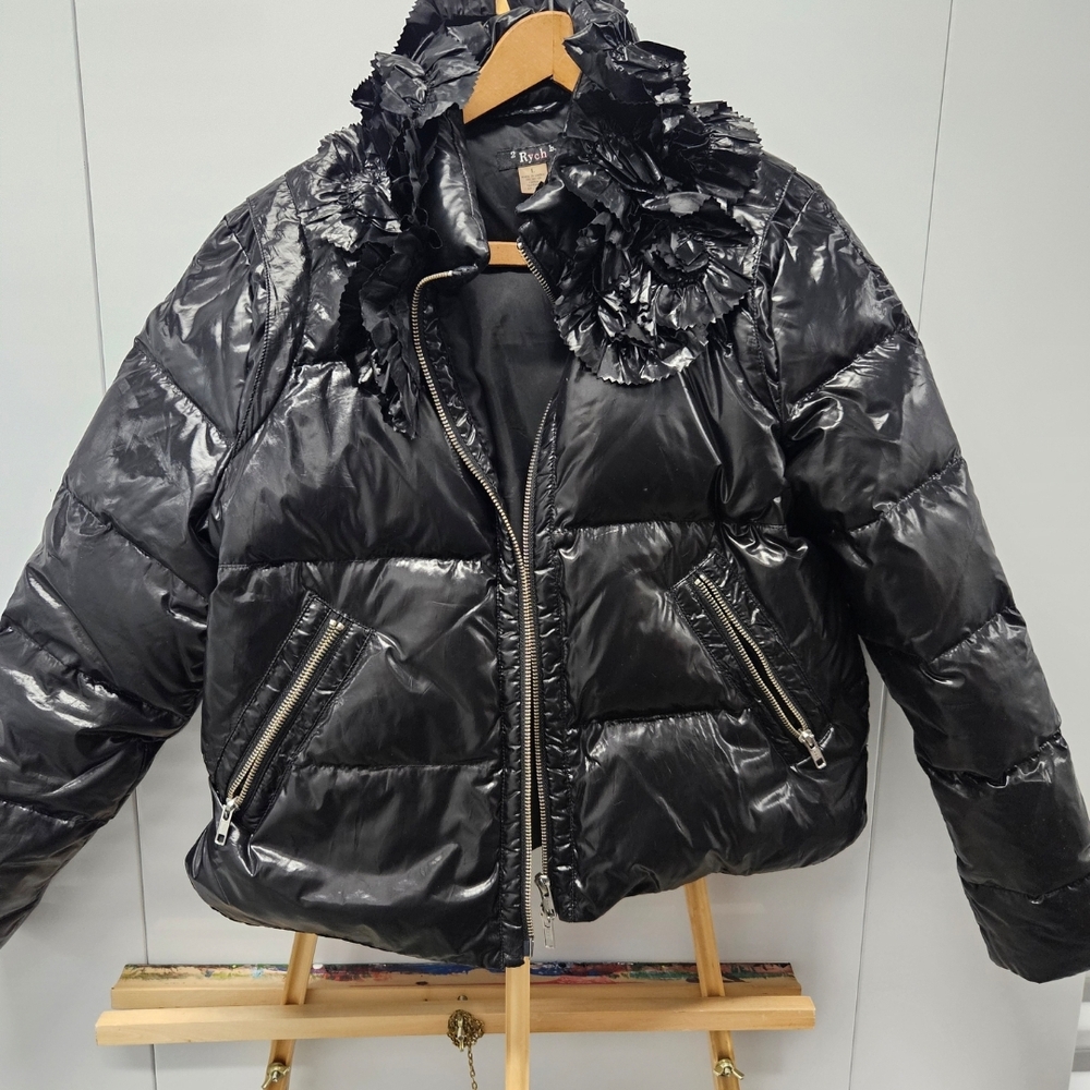 Isabel Marant Black Puffer Jacket with Floral Accents